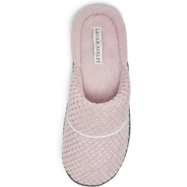 Laura Ashley Womens Rugged Memory Foam Terry Cloth Spa Slippers, Soft Non Slip Rubber Bottom Closed Toe House Slider Slipper