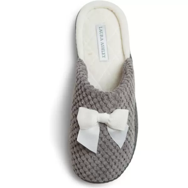 Laura Ashley Womens Rugged Memory Foam Terry Cloth Spa Slippers, Soft Non Slip Rubber Bottom Closed Toe House Slider Slipper