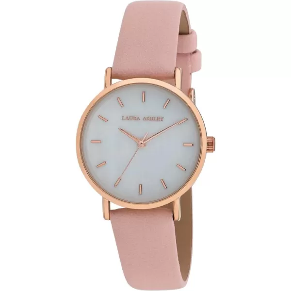Laura Ashley Women's Slim MOP Dial Black Strap Watch