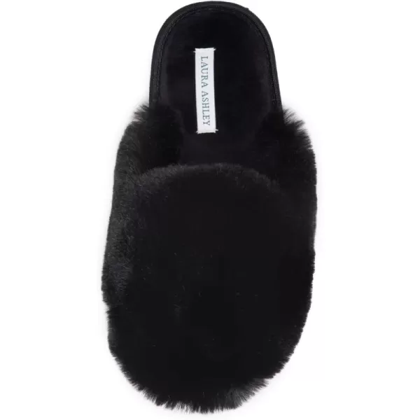 Laura Ashley Womens Soft Plush Memory Foam Scuff Slippers, Warm Fuzzy Fluffy Bedroom Slipper, Ladies Faux Fur Slip On House Shoes
