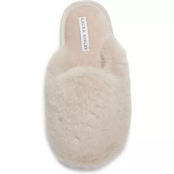Laura Ashley Womens Soft Plush Memory Foam Scuff Slippers, Warm Fuzzy Fluffy Bedroom Slipper, Ladies Faux Fur Slip On House Shoes