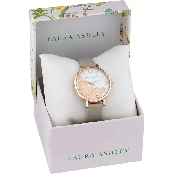 Laura Ashley Women's Round"Flower" Dial Strap Watch 