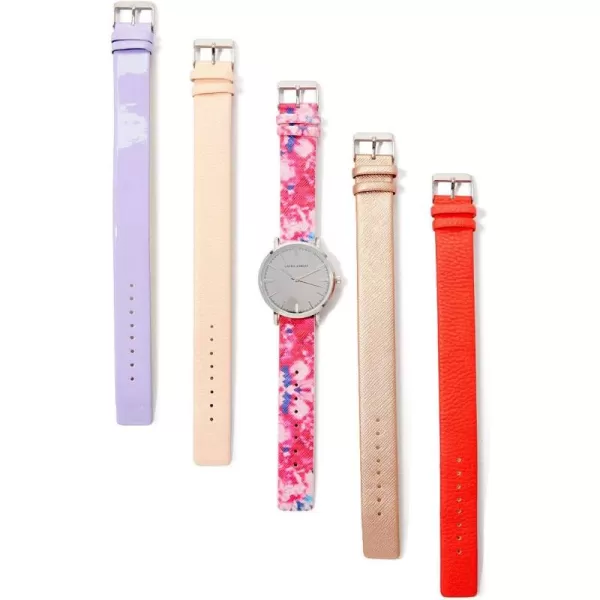 Laura Ashley Women's Case Floral Strap Heirloom Watch Set Interchangeable Straps 