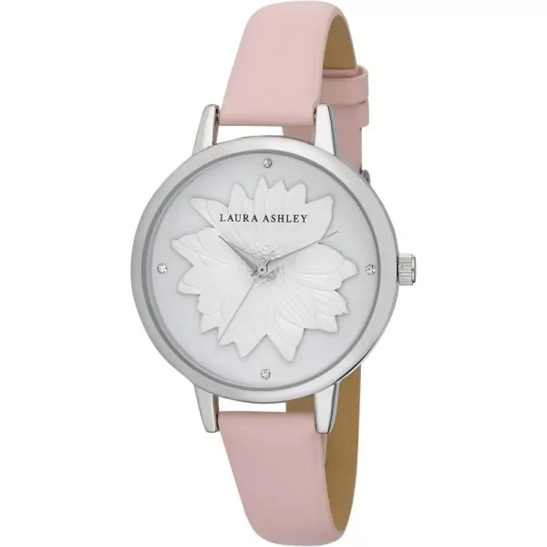 Laura Ashley Women's Round"Flower" Dial Strap Watch 