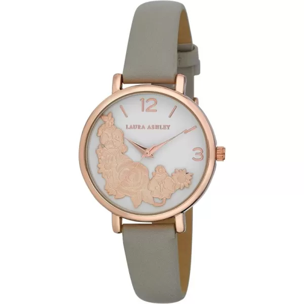 Laura Ashley Women's Round"Flower" Dial Strap Watch 
