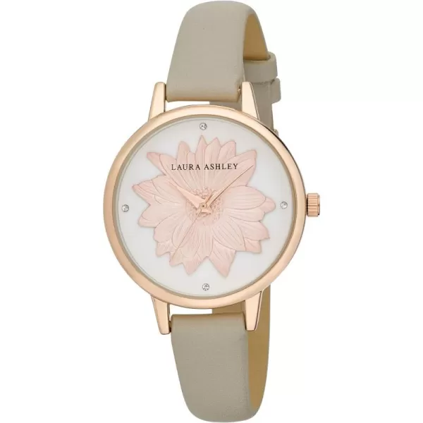 Laura Ashley Women's Round"Flower" Dial Strap Watch 