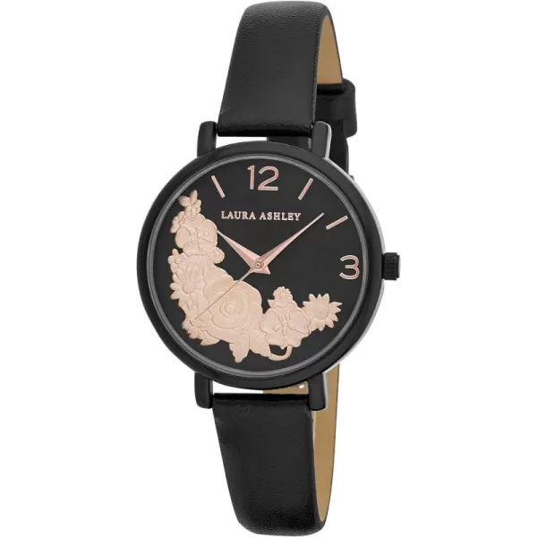 Laura Ashley Women's Round"Flower" Dial Strap Watch 