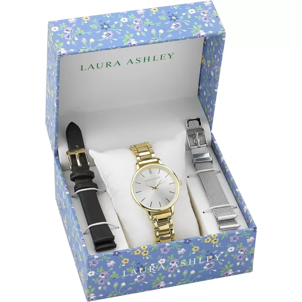 Laura Ashley Women's 34mm Watch Set 3 Interchangeable Straps 