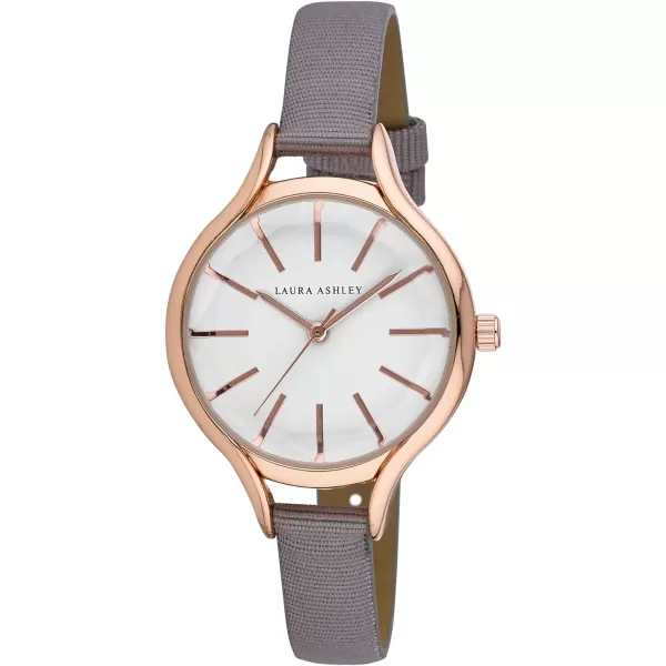Laura Ashley Women's 36mm Crystal Bezel Striped Rugby Mesh Strap Watch 