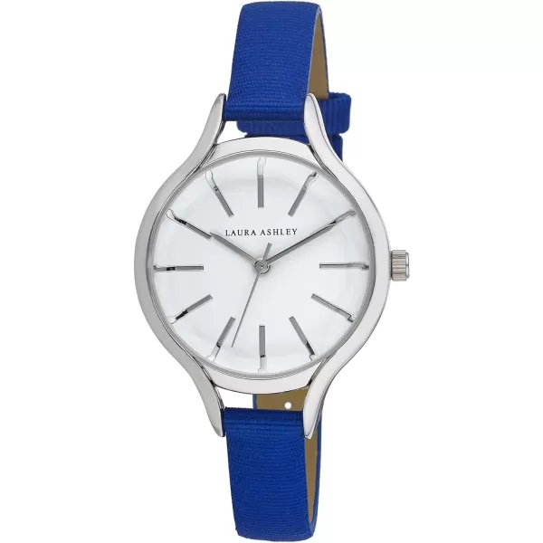 Laura Ashley Women's 36mm Crystal Bezel Striped Rugby Mesh Strap Watch 