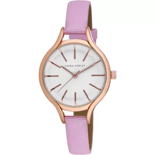 Laura Ashley Women's 36mm Crystal Bezel Striped Rugby Mesh Strap Watch 