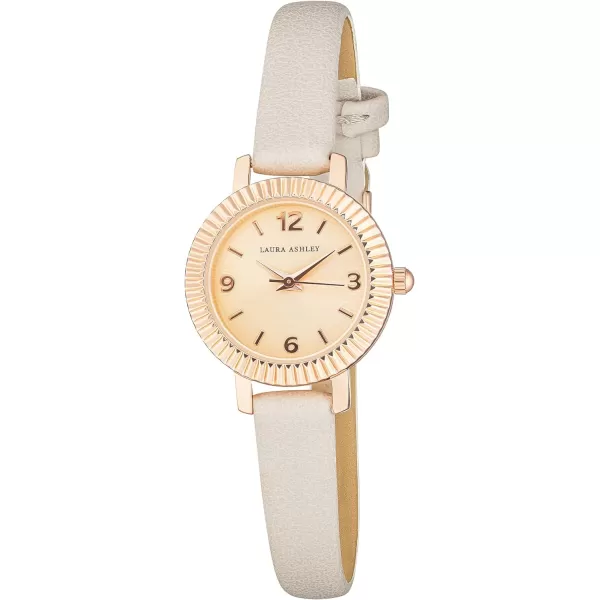Laura Ashley Women's Coin Edge Bezel 26mm Vegan Leather Strap Watch 