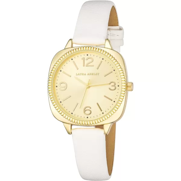 Laura Ashley Women's Cushion Case Sunray Dial 35mm Vegan Leather Strap 