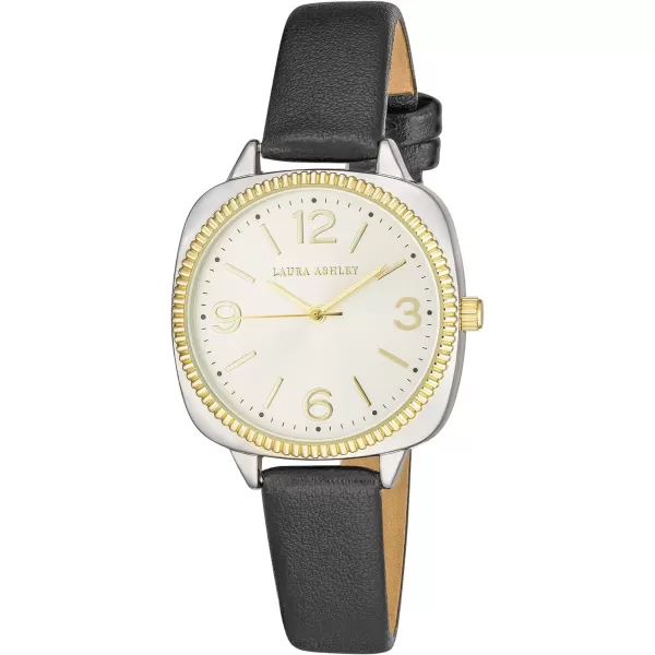 Laura Ashley Women's Cushion Case Sunray Dial 35mm Vegan Leather Strap 