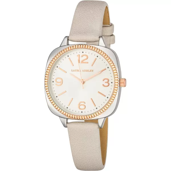 Laura Ashley Women's Cushion Case Sunray Dial 35mm Vegan Leather Strap 