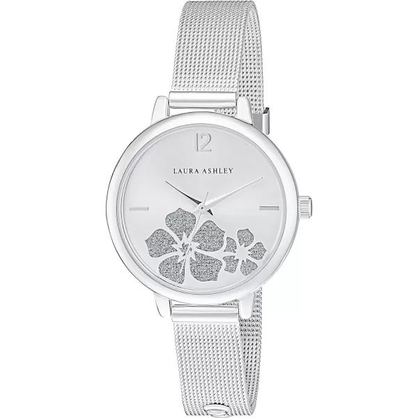 Laura Ashley Women's Sunray Floral Stone Dial 34mm Mesh Bracelet Watch 