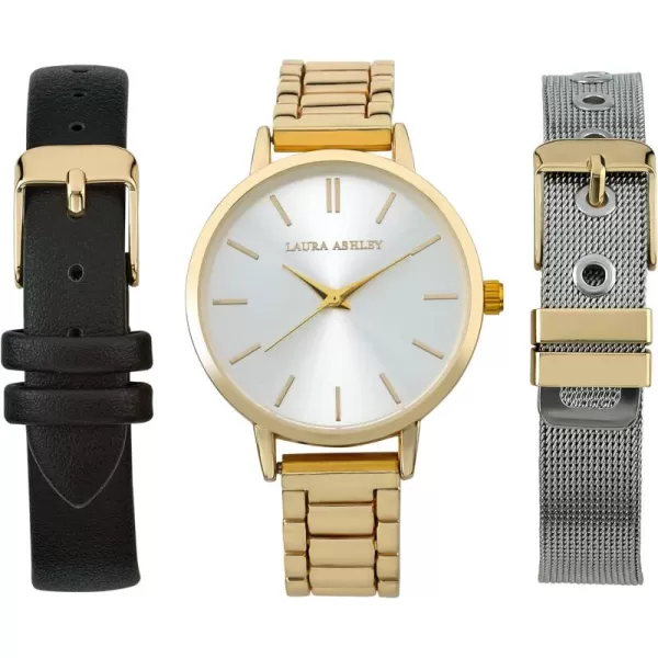 Laura Ashley Women's 34mm Watch Set 3 Interchangeable Straps 