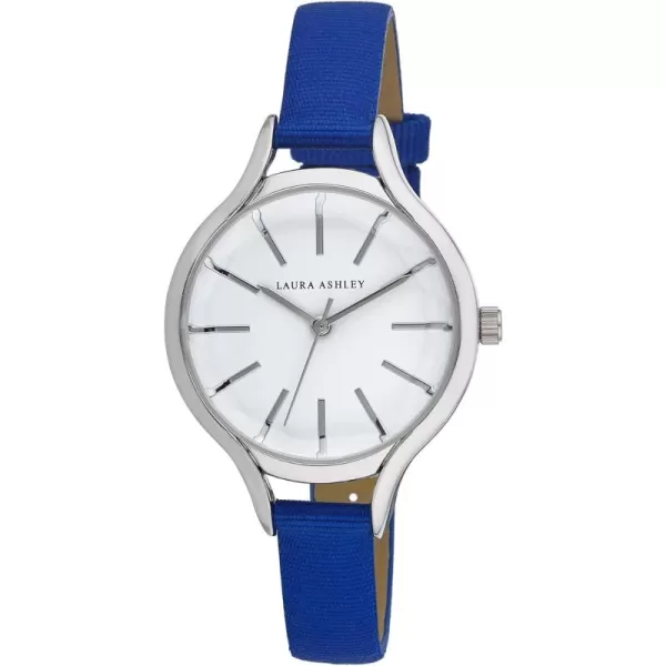 Laura Ashley Women's 36mm Crystal Bezel Striped Rugby Mesh Strap Watch 