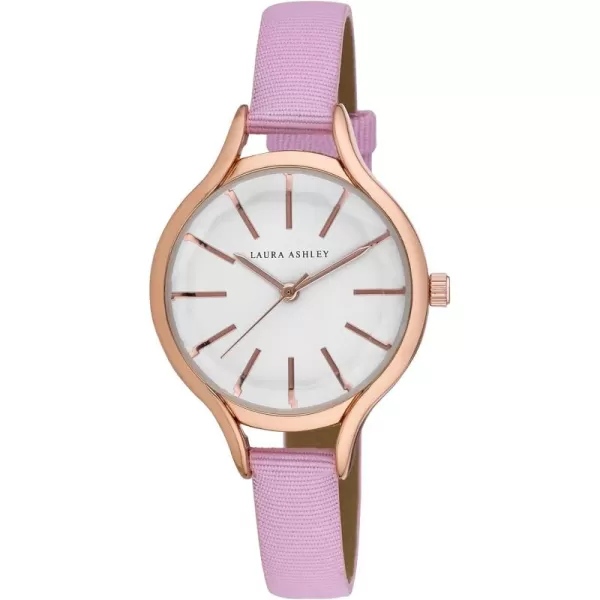 Laura Ashley Women's 36mm Crystal Bezel Striped Rugby Mesh Strap Watch 