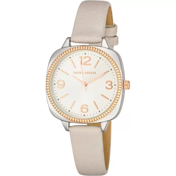 Laura Ashley Women's Cushion Case Sunray Dial 35mm Vegan Leather Strap 