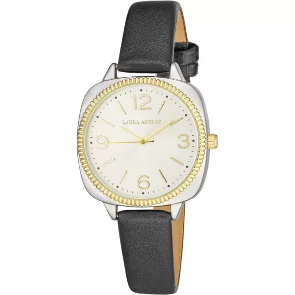 Laura Ashley Women's Cushion Case Sunray Dial 35mm Vegan Leather Strap 