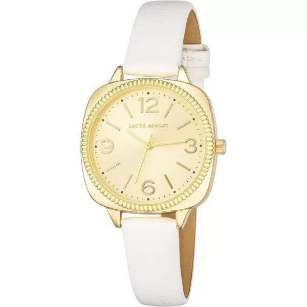Laura Ashley Women's Cushion Case Sunray Dial 35mm Vegan Leather Strap 