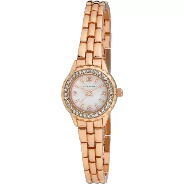 Laura Ashley Women's Mini 26mm Link Crystal Bezel Bracelet Watch 