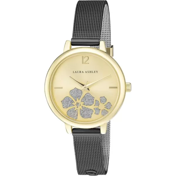 Laura Ashley Women's Sunray Floral Stone Dial 34mm Mesh Bracelet Watch 