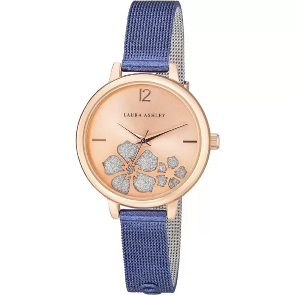 Laura Ashley Women's Sunray Floral Stone Dial 34mm Mesh Bracelet Watch 