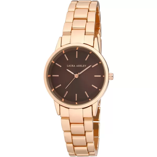 Laura Ashley Women's 32mm Sunray Dial Matte and Shiny Link Bracelet Watch 