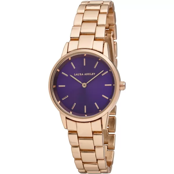 Laura Ashley Women's 32mm Sunray Dial Matte and Shiny Link Bracelet Watch 