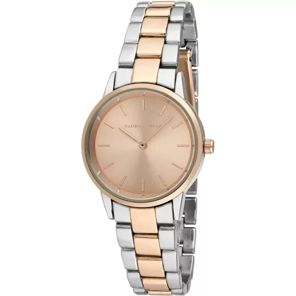 Laura Ashley Women's 32mm Sunray Dial Matte and Shiny Link Bracelet Watch 