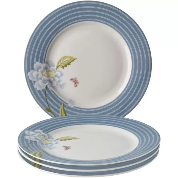Laura Ashley Heritage Seaspray Candy 8" Dinner Plate Set in Giftbox - Porcelain Dining Plates - Microwave Safe Ceramic Dinnerware, Floral/Blue