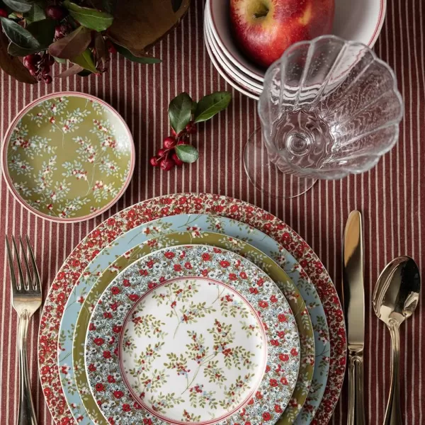 Laura Ashley Heritage Seaspray Candy 8" Dinner Plate Set in Giftbox - Porcelain Dining Plates - Microwave Safe Ceramic Dinnerware, Floral/Blue
