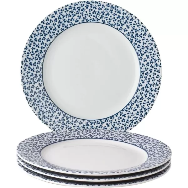 Laura Ashley Heritage Seaspray Candy 8" Dinner Plate Set in Giftbox - Porcelain Dining Plates - Microwave Safe Ceramic Dinnerware, Floral/Blue