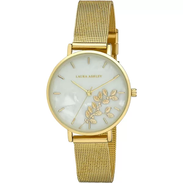 Laura Ashley Women's 34mm Engraved Floral Printed Mesh Strap Watch 
