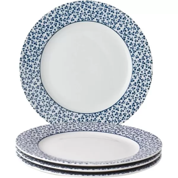 Laura Ashley Heritage Seaspray Candy 8" Dinner Plate Set in Giftbox - Porcelain Dining Plates - Microwave Safe Ceramic Dinnerware, Floral/Blue