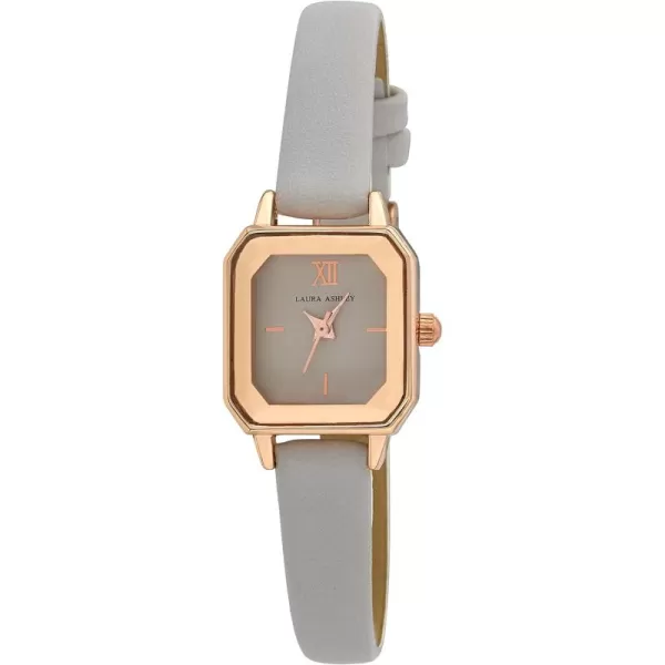 Laura Ashley Women's 22mm Faceted Tank Case Vegan Leather Strap Watch