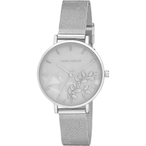 Laura Ashley Women's 34mm Engraved Floral Printed Mesh Strap Watch 