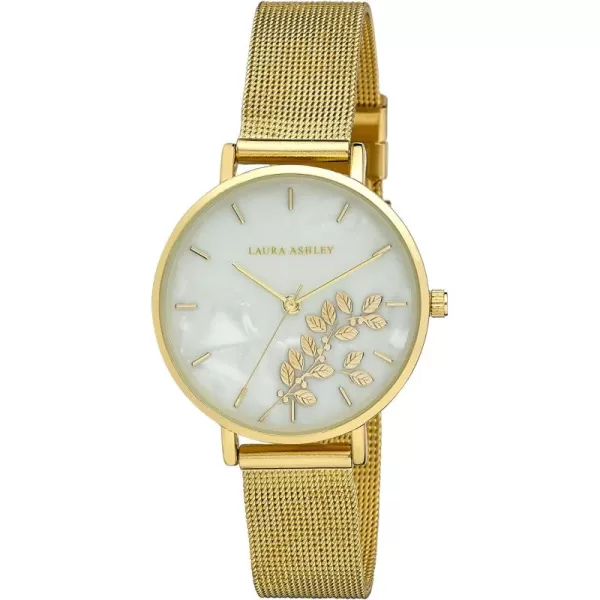 Laura Ashley Women's 34mm Engraved Floral Printed Mesh Strap Watch 