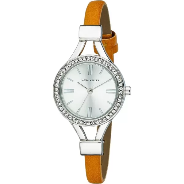 Laura Ashley Women's Thin Strap Case Crystal Bezel Watch 