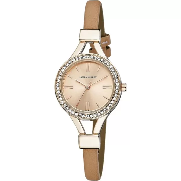 Laura Ashley Women's Thin Strap Case Crystal Bezel Watch 