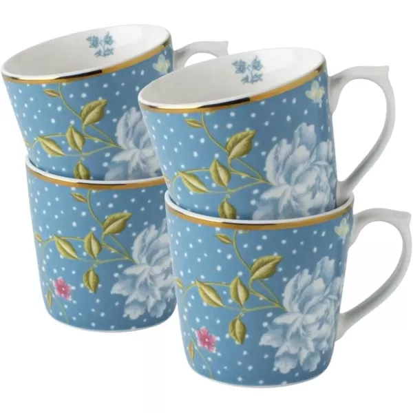 Laura Ashley 10 oz Midnight Uni Mug Set of 4 in Giftbox - Porcelain Coffee Cup Set - Dishwasher Safe Ceramic Mugs - Heritage Collectables