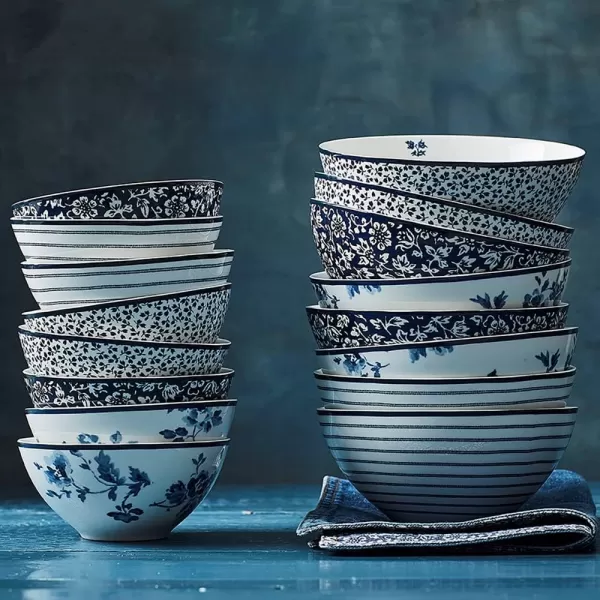 Laura Ashley Floris 6" Bowl Giftbox, Set of 4 - Porcelain Soup/Cereal Dish - Dishwasher &amp; Microwave Safe Bowls - Blueprint Collectables, Floral
