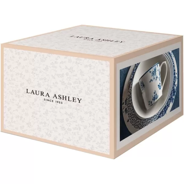 Laura Ashley Floris 6" Bowl Giftbox, Set of 4 - Porcelain Soup/Cereal Dish - Dishwasher &amp; Microwave Safe Bowls - Blueprint Collectables, Floral