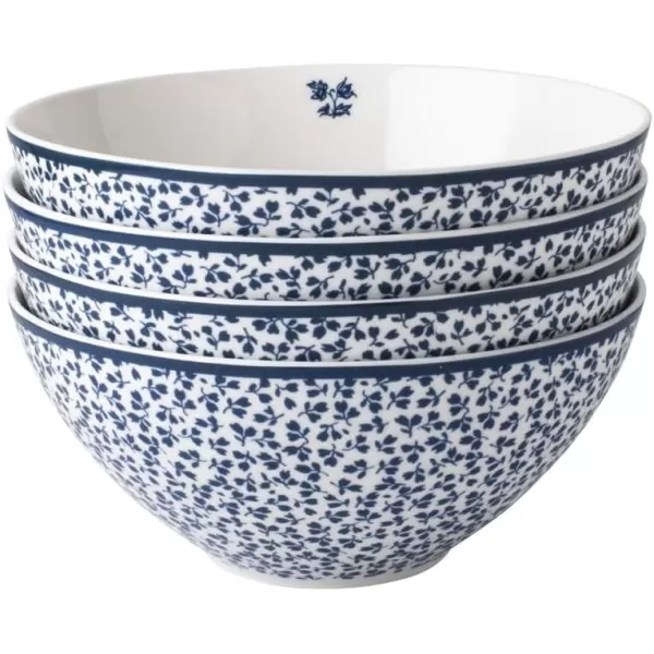 Laura Ashley Floris 6" Bowl Giftbox, Set of 4 - Porcelain Soup/Cereal Dish - Dishwasher &amp; Microwave Safe Bowls - Blueprint Collectables, Floral