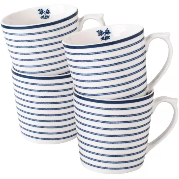 Laura Ashley Set/4 mugs 9 oz Candy Stripe in giftbox Blueprint Collectables