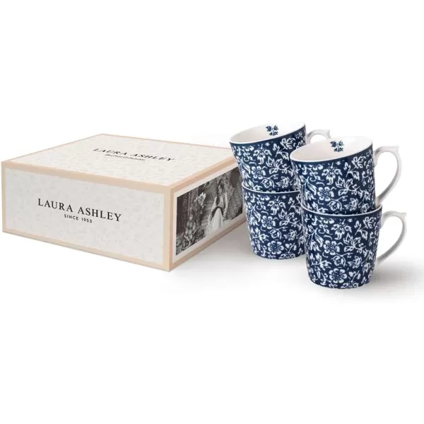 Laura Ashley Set/4 mugs 9 oz Candy Stripe in giftbox Blueprint Collectables
