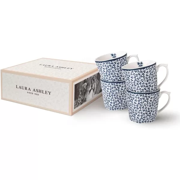 Laura Ashley Set/4 mugs 9 oz Candy Stripe in giftbox Blueprint Collectables