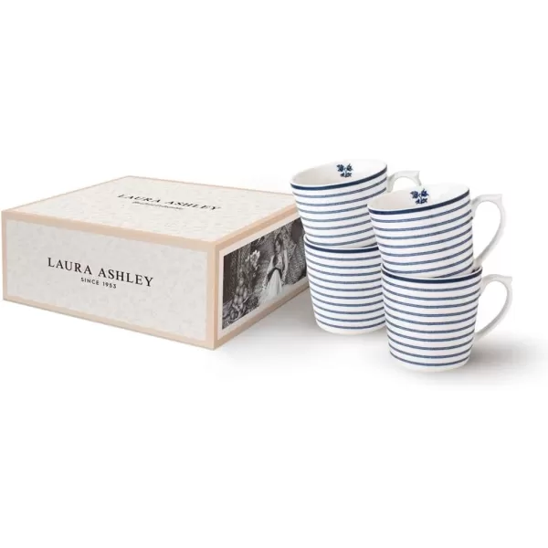 Laura Ashley Set/4 mugs 9 oz Candy Stripe in giftbox Blueprint Collectables